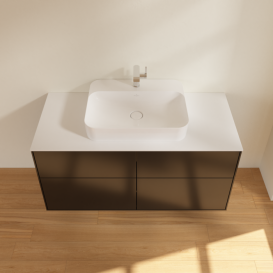 Тумба под раковину Villeroy & Boch Finion 120х50,1 см МДФ черный матовый лак/стекло белое матовое F38100PD