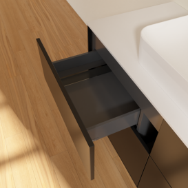 Тумба под раковину Villeroy & Boch Finion 120х50,1 см МДФ черный матовый лак/стекло белое матовое F38100PD