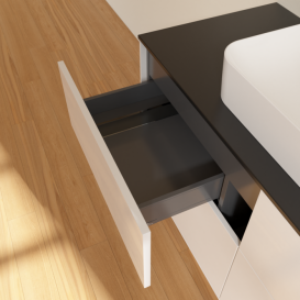 Тумба под раковину Villeroy & Boch Finion 120х50,1 см МДФ глянцевый белый лак/стекло черное матовое F38200GF