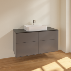 Тумба под раковину Villeroy & Boch Finion 120х50,1 см МДФ антрацит матовый лак/стекло черное матовое F38200GK