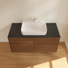 Тумба под раковину Villeroy & Boch Finion 120х50,1 см МДФ шпон грецкого ореха/стекло черное матовое F38200GN