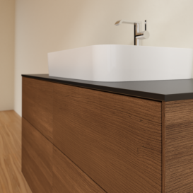 Тумба под раковину Villeroy & Boch Finion 120х50,1 см МДФ шпон грецкого ореха/стекло черное матовое F38200GN