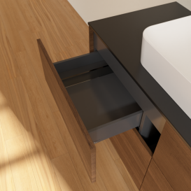 Тумба под раковину Villeroy & Boch Finion 120х50,1 см МДФ шпон грецкого ореха/стекло черное матовое F38200GN