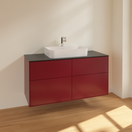 Тумба под раковину Villeroy & Boch Finion 120х50,1 см МДФ пион матовый лак/стекло черное матовое F38200HB