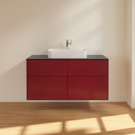 Тумба под раковину Villeroy & Boch Finion 120х50,1 см МДФ пион матовый лак/стекло черное матовое F38200HB