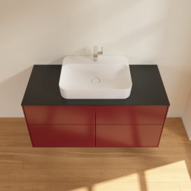 Тумба под раковину Villeroy & Boch Finion 120х50,1 см МДФ пион матовый лак/стекло черное матовое F38200HB