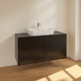 Тумба под раковину Villeroy & Boch Finion 120х50,1 см МДФ черный матовый лак/стекло черное матовое F38200PD