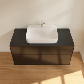 Тумба под раковину Villeroy & Boch Finion 120х50,1 см МДФ черный матовый лак/стекло черное матовое F38200PD