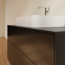 Тумба под раковину Villeroy & Boch Finion 120х50,1 см МДФ черный матовый лак/стекло черное матовое F38200PD