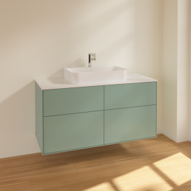 Тумба под раковину Villeroy & Boch Finion 120х50,1 см МДФ оливковый матовый лак/стекло белое матовое F38100GM