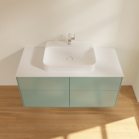 Тумба под раковину Villeroy & Boch Finion 120х50,1 см МДФ оливковый матовый лак/стекло белое матовое F38100GM