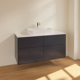 Тумба под раковину Villeroy & Boch Finion 120х50,1 см МДФ темно-синий матовый лак/стекло белое матовое F38100HG