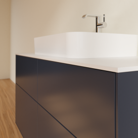 Тумба под раковину Villeroy & Boch Finion 120х50,1 см МДФ темно-синий матовый лак/стекло белое матовое F38100HG