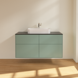 Тумба под раковину Villeroy & Boch Finion 120х50,1 см МДФ оливковый матовый лак/стекло черное матовое F38200GM