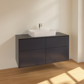Тумба под раковину Villeroy & Boch Finion 120х50,1 см МДФ темно-синий матовый лак/стекло черное матовое F38200HG