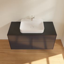 Тумба под раковину Villeroy & Boch Finion 120х50,1 см МДФ темно-синий матовый лак/стекло черное матовое F38200HG