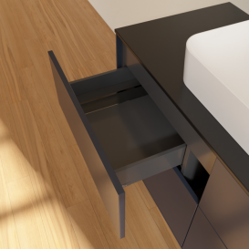 Тумба под раковину Villeroy & Boch Finion 120х50,1 см МДФ темно-синий матовый лак/стекло черное матовое F38200HG