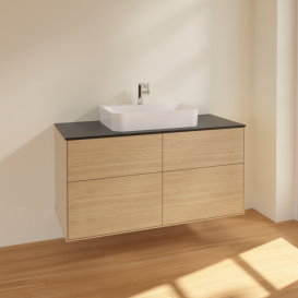 Тумба под раковину Villeroy & Boch Finion 120х50,1 см МДФ шпон дуба/стекло черное матовое F38200PC