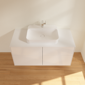 Тумба под раковину Villeroy & Boch Finion 120х50,1 см с подсветкой МДФ глянцевый белый лак/стекло белое матовое G38100GF