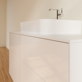 Тумба под раковину Villeroy & Boch Finion 120х50,1 см с подсветкой МДФ глянцевый белый лак/стекло белое матовое G38100GF