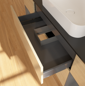 Тумба под раковину Villeroy & Boch Finion 160х50,1 см с подсветкой МДФ шпон дуба/стекло черное матовое G742GKPC