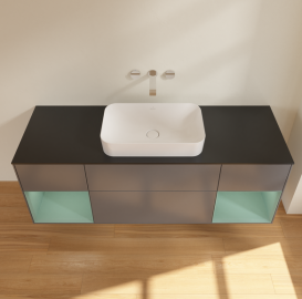 Тумба под раковину Villeroy & Boch Finion 160х50,1 см с подсветкой МДФ антрацит матовый лак/стекло черное матовое G742GMGK