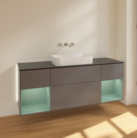 Тумба под раковину Villeroy & Boch Finion 160х50,1 см с подсветкой МДФ антрацит матовый лак/стекло черное матовое G742GMGK