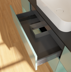 Тумба под раковину Villeroy & Boch Finion 160х50,1 см с подсветкой МДФ оливковый матовый лак/стекло черное матовое G742GMGM