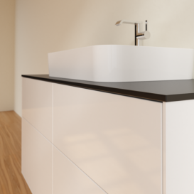 Тумба под раковину Villeroy & Boch Finion 120х50,1 см с подсветкой МДФ глянцевый белый лак/стекло черное матовое G38200GF