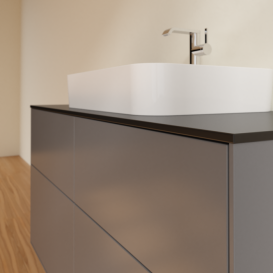 Тумба под раковину Villeroy & Boch Finion 120х50,1 см с подсветкой МДФ антрацит матовый лак/стекло черное матовое G38200GK