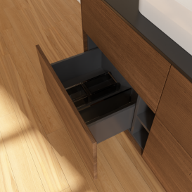 Тумба под раковину Villeroy & Boch Finion 120х50,1 см с подсветкой МДФ шпон грецкого ореха/стекло черное матовое G38200GN