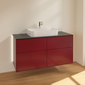 Тумба под раковину Villeroy & Boch Finion 120х50,1 см с подсветкой МДФ пион матовый лак/стекло черное матовое G38200HB