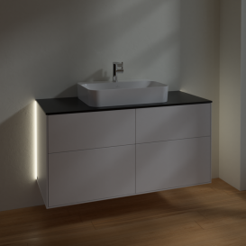 Тумба под раковину Villeroy & Boch Finion 120х50,1 см с подсветкой МДФ белый матовый лак/стекло черное матовое G38200MT