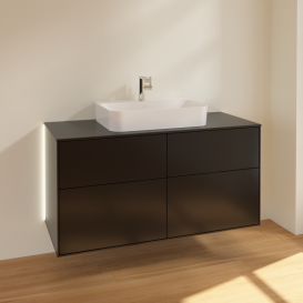 Тумба под раковину Villeroy & Boch Finion 120х50,1 см с подсветкой МДФ черный матовый лак/стекло черное матовое G38200PD