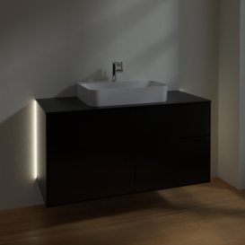 Тумба под раковину Villeroy & Boch Finion 120х50,1 см с подсветкой МДФ черный матовый лак/стекло черное матовое G38200PD