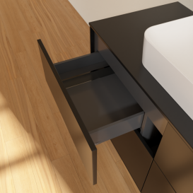 Тумба под раковину Villeroy & Boch Finion 120х50,1 см с подсветкой МДФ черный матовый лак/стекло черное матовое G38200PD