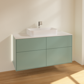 Тумба под раковину Villeroy & Boch Finion 120х50,1 см с подсветкой МДФ оливковый матовый лак/стекло белое матовое G38100GM