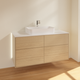 Тумба під раковину Villeroy & Boch Finion 120х50,1 см із підсвічуванням МДФ шпон дуба/скло біле матове G38100PC