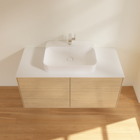 Тумба под раковину Villeroy & Boch Finion 120х50,1 см с подсветкой МДФ шпон дуба/стекло белое матовое G38100PC