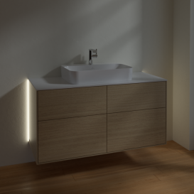 Тумба под раковину Villeroy & Boch Finion 120х50,1 см с подсветкой МДФ шпон дуба/стекло белое матовое G38100PC