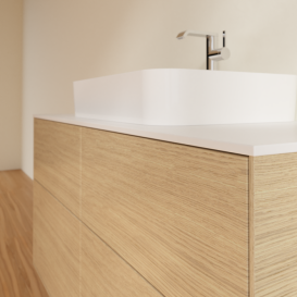 Тумба под раковину Villeroy & Boch Finion 120х50,1 см с подсветкой МДФ шпон дуба/стекло белое матовое G38100PC