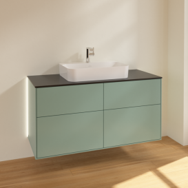 Тумба под раковину Villeroy & Boch Finion 120х50,1 см с подсветкой МДФ оливковый матовый лак/стекло черное матовое G38200GM