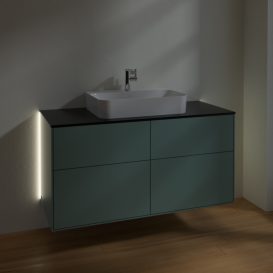 Тумба под раковину Villeroy & Boch Finion 120х50,1 см с подсветкой МДФ оливковый матовый лак/стекло черное матовое G38200GM