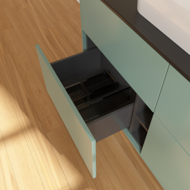 Тумба под раковину Villeroy & Boch Finion 120х50,1 см с подсветкой МДФ оливковый матовый лак/стекло черное матовое G38200GM