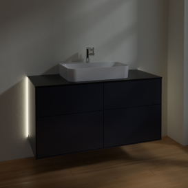 Тумба под раковину Villeroy & Boch Finion 120х50,1 см с подсветкой МДФ темно-синий матовый лак/стекло черное матовое G38200HG