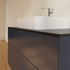 Тумба под раковину Villeroy & Boch Finion 120х50,1 см с подсветкой МДФ темно-синий матовый лак/стекло черное матовое G38200HG