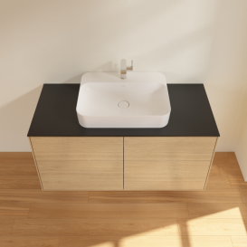 Тумба під раковину Villeroy & Boch Finion 120х50,1 см із підсвічуванням МДФ шпон дуба/скло чорне матове G38200PC