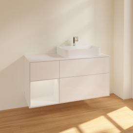 Тумба под раковину Villeroy & Boch Finion 120х50,1 см с подсветкой МДФ глянцевый белый лак/стекло белое матовое F391GFGF