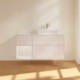 Тумба под раковину Villeroy & Boch Finion 120х50,1 см с подсветкой МДФ глянцевый белый лак/стекло белое матовое F391GFGF