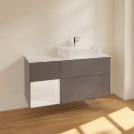 Тумба под раковину Villeroy & Boch Finion 120х50,1 см с подсветкой МДФ антрацит матовый лак/стекло белое матовое F391GFGK